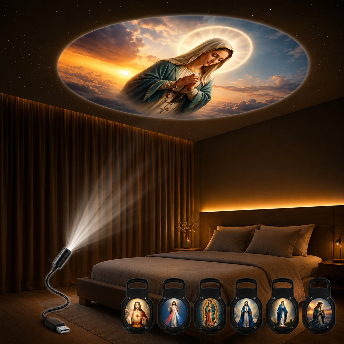 Luz de proyección religiosa | Dios - Virgen María |